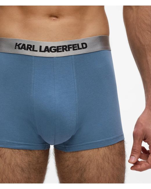 Karl Lagerfeld Blue Metallic Logo Trunks – 3-Pack for men