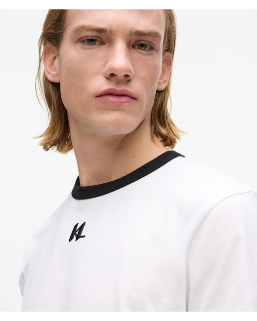 Karl Lagerfeld White Monogram Slim T-Shirt for men