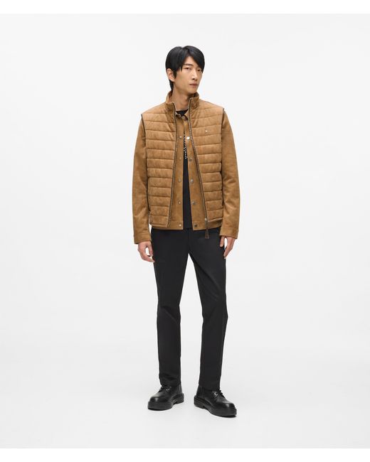 Karl Lagerfeld Natural Quilted Faux Suede Gilet for men