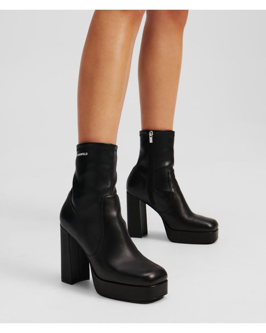 Karl Lagerfeld Black Daphne Stretch Midi Boots