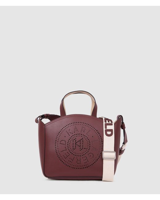 Karl Lagerfeld Purple K/Circle Kleine Tote-Bag Mit Lochmuster, Damen, Größe