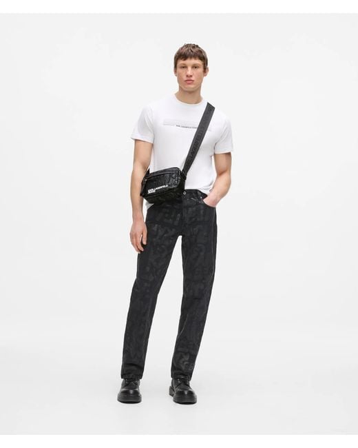 KL Jeans Kameratasche Aus Nylon Mit Grafikprint, Herren, Allover-Print Mit Strukturiertem Logo – Schwarz, Größe in Black für Herren