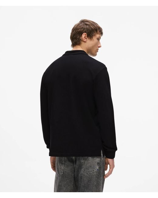 KL Jeans Black Long-Sleeved Logo Polo Shirt for men