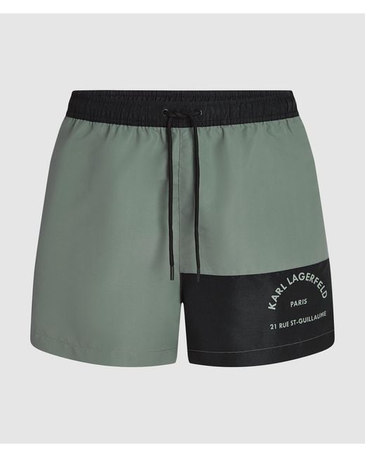 Karl Lagerfeld Green Rue St-Guillaume Contrast Boardshorts for men