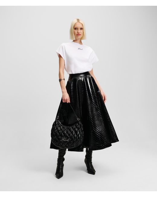 Karl Lagerfeld White Faux-leather A-line Skirt