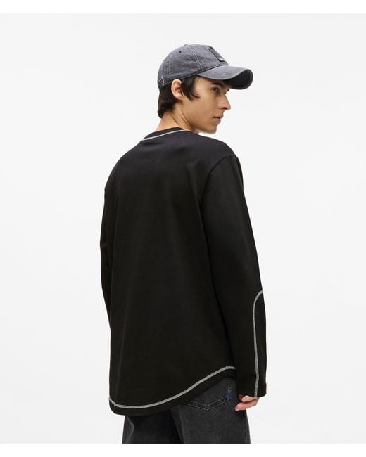 KL Jeans Black Contrast Stitch Long-Sleeved T-Shirt for men