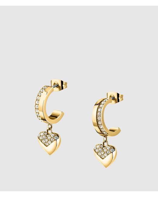 Karl Lagerfeld Metallic Heart Hoop Earrings