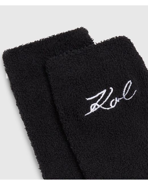 Karl Lagerfeld Black Signature Fluffy Socks