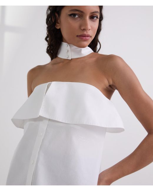 Karl Lagerfeld White Strapless Poplin Shirt