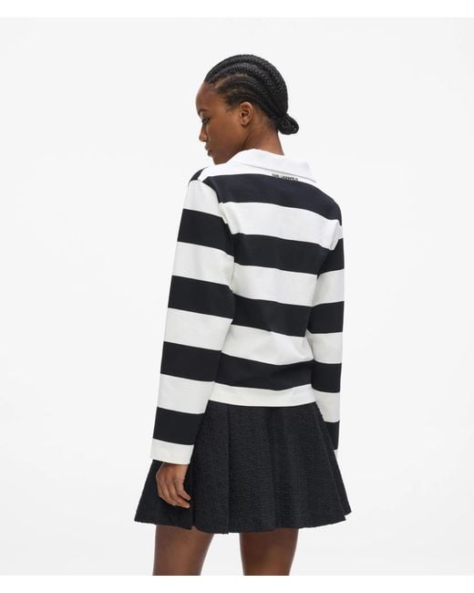 Karl Lagerfeld White Ikon Stripe Rugby Shirt