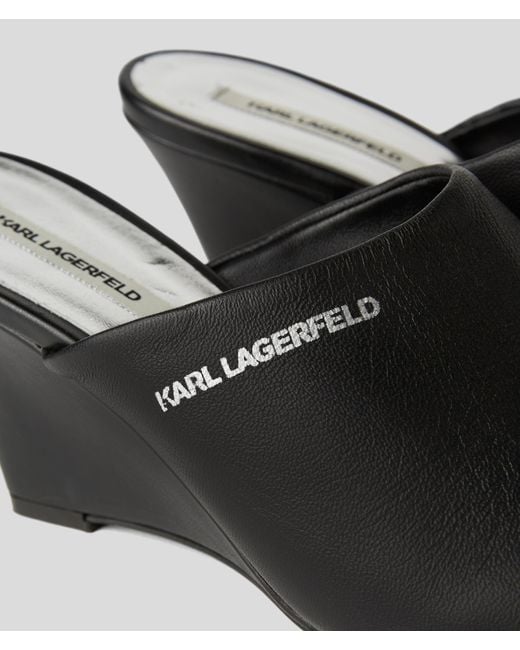 Karl Lagerfeld Black Wedge Rialto Mules