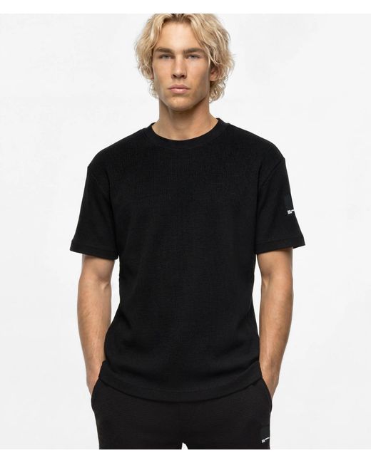 KL Jeans Black Waffle Box Logo T-Shirt for men