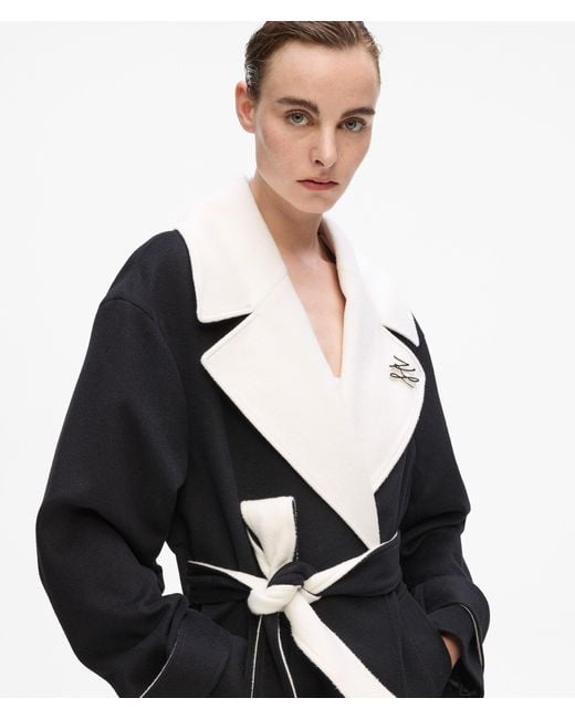Karl Lagerfeld Black Classic Wool Coat