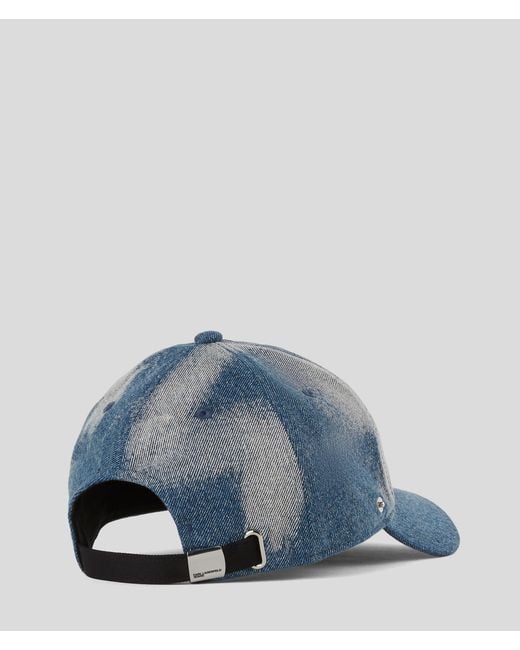 Karl Lagerfeld Blue Bleached Denim Cap