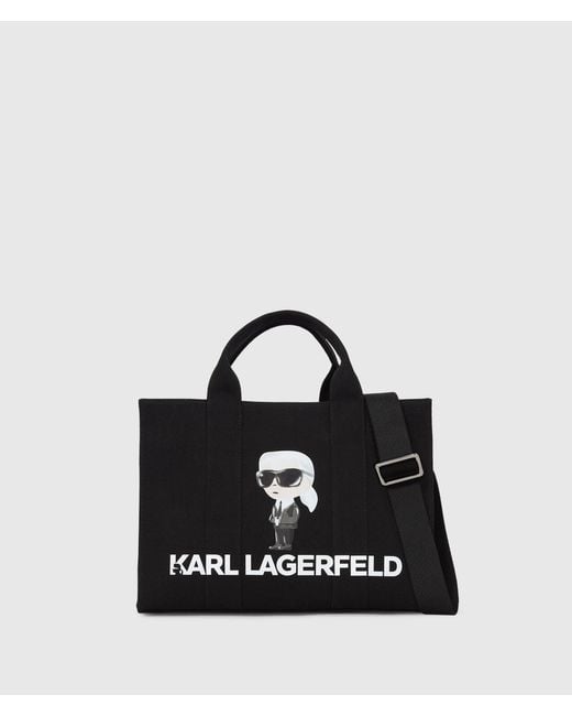 Karl Lagerfeld Black Ikon Aquarelle Canvas Tote Bag