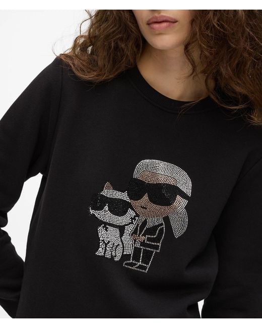 Karl Lagerfeld Black Ikon Rhinestone Sweatshirt