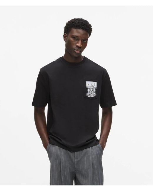 Karl Lagerfeld Black Exclusive Maison De Karl Pocket T-Shirt for men