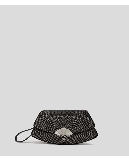 Karl Lagerfeld Black K/archive Fan Rhinestone Clutch Bag
