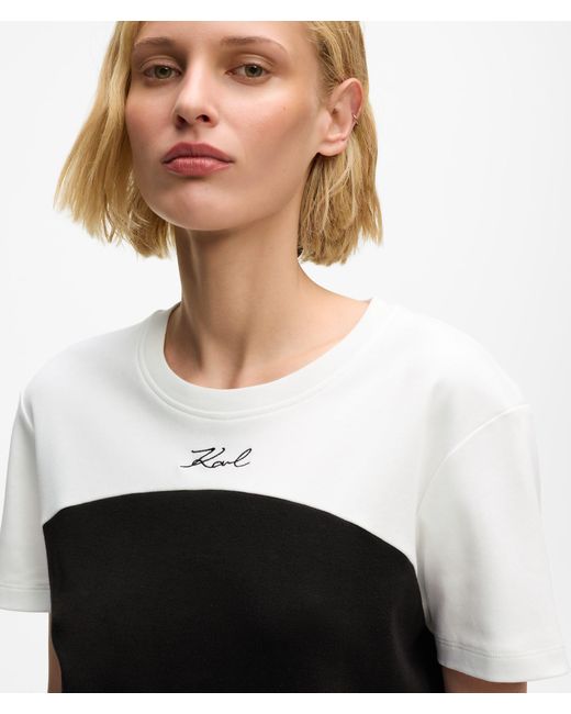 Karl Lagerfeld Black Signature Einfarbiges T-Shirt, Damen, Größe
