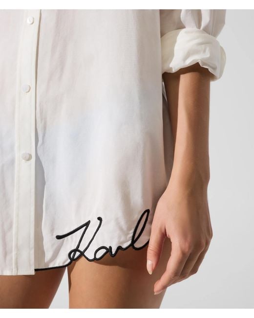 Karl Lagerfeld Blue Signature Oversized Beach Shirt