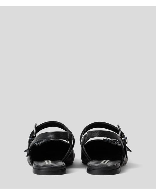 Karl Lagerfeld Black Konnie Double Strap Flats