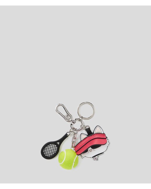 Karl Lagerfeld White K/ikonik Choupette Tennis Keychain