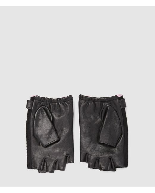 Karl Lagerfeld Black Exclusive K/Autograph Rhinestone Fingerless Gloves