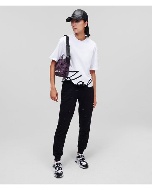 Karl Lagerfeld Blue T-Shirt Mit Signatur-Saum, Damen, Größe