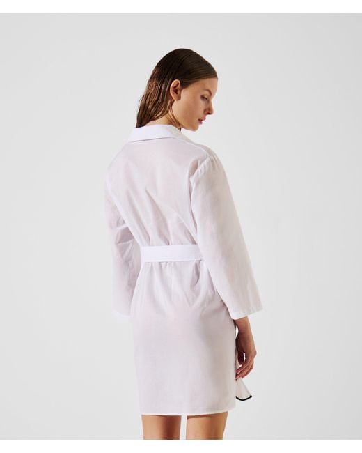 Karl Lagerfeld White K/Signature Beach Shirt Dress
