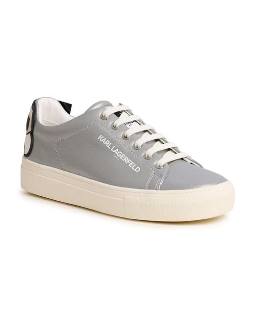 Karl Lagerfeld Leather | Women's Chella Sneakers | Silver | Size 5.5 in ...
