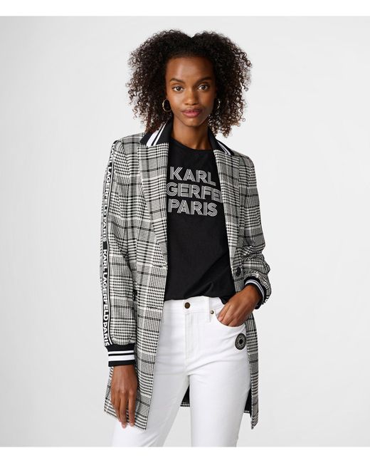 Karl Lagerfeld Multicolor | Women's Logo Tape Sporty Topper Jacket | Black/soft White
