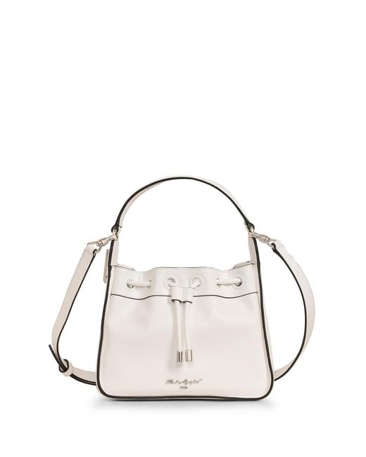 Karl Lagerfeld Metallic | Women's Sables Cinch Bucket Crossbody Bag | Winter White/silver