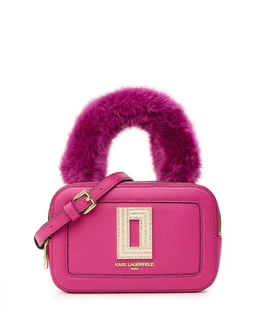 Karl Lagerfeld Women's Simone Fuzzy Handle Camera Bag Magenta Pink Lyst