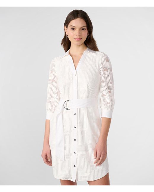 Karl Lagerfeld | Women's Double L Lace Shirt Dress | White | Cotton/nylon