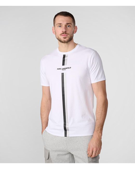 Karl Lagerfeld | Men's Racing Stripe Logo T-shirt | White | Size Xs for men