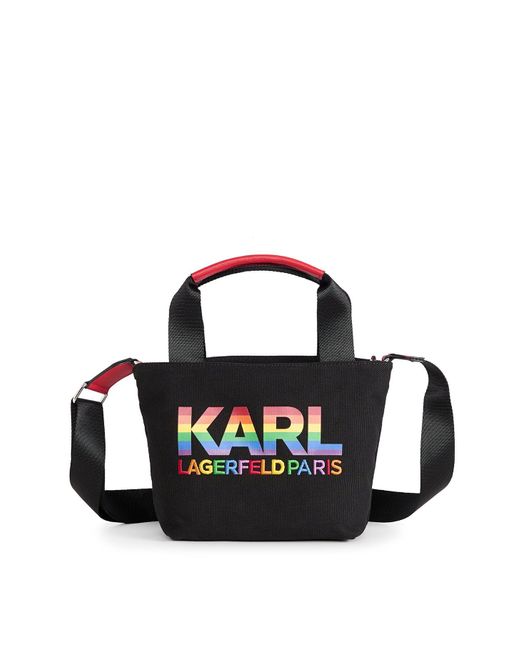 Karl Lagerfeld Women's Kristen Canvas Crossbody Bag Black Rainbow