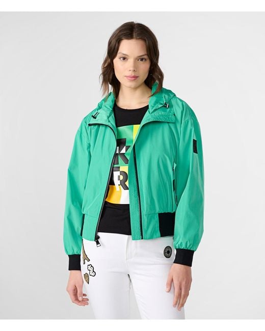 Karl Lagerfeld | Women's Logo Collar Bomber Jacket | Kelly Green | Size Xs