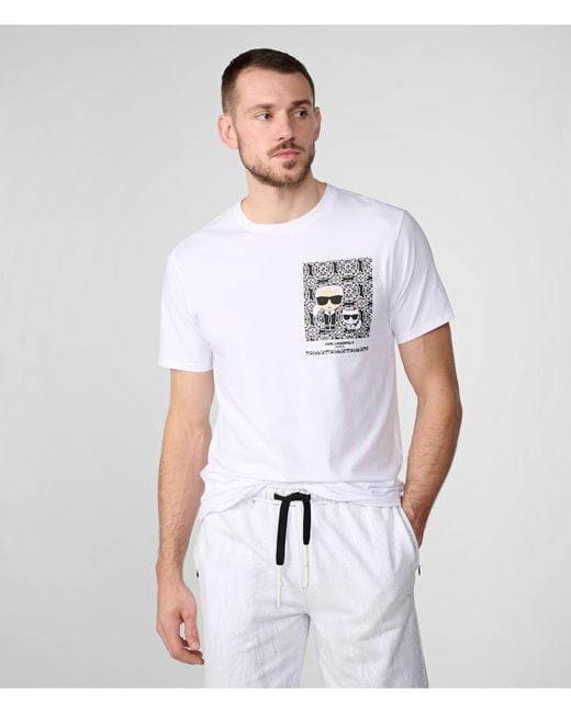 Karl Lagerfeld | Men's Printed Character T-shirt | White | Size Xs for men