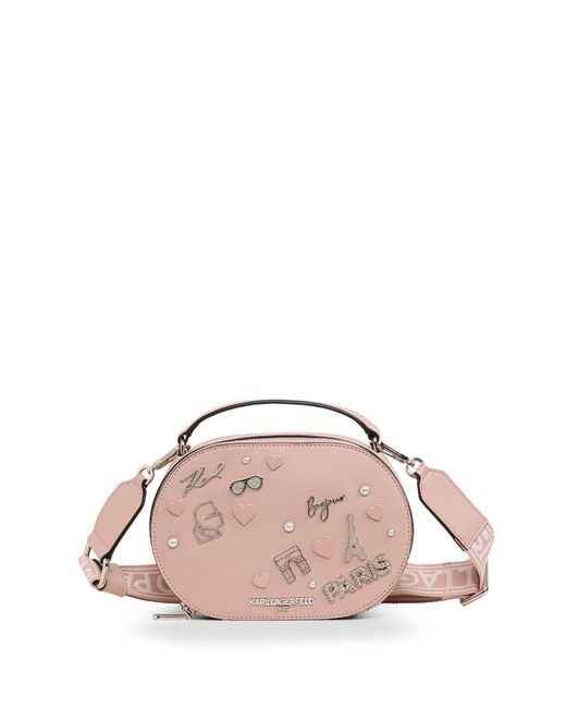 Karl Lagerfeld | Women's Maybelle Cate Pins Oval Crossbody Bag | Rose Smoke Pink