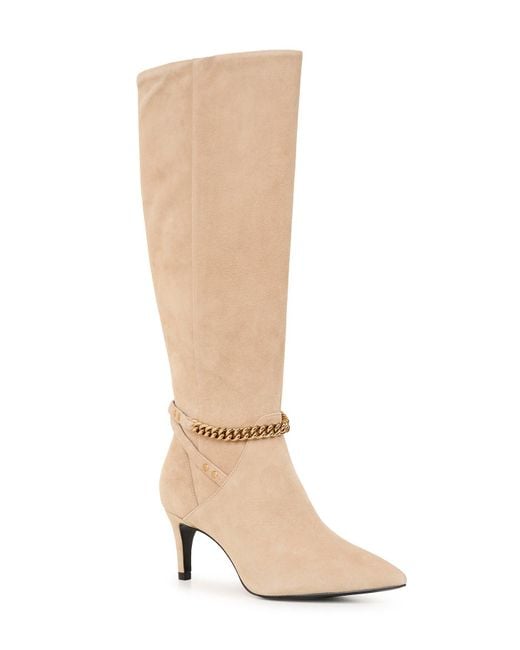 Karl Lagerfeld Suede | Women's Lisette Heeled Boot | Desert Beige ...