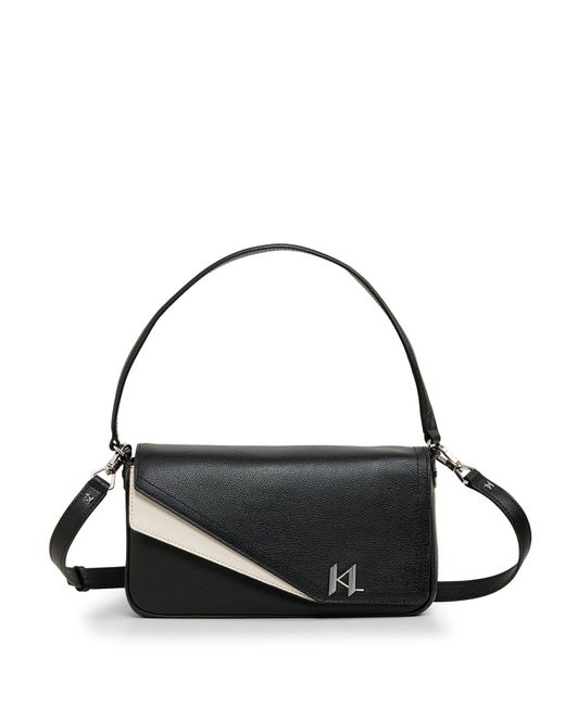 Karl Lagerfeld | Women's Cele Double Flap Shoulder Bag | Black/silver
