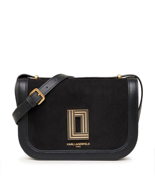 Karl Lagerfeld Women's Simone Suede Saddle Crossbody Bag Black Lyst