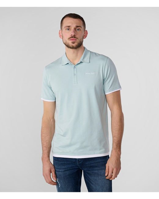 Karl Lagerfeld | Men's Double Hem Polo Shirt | Light Blue | Cotton/spandex | Size Xs for men