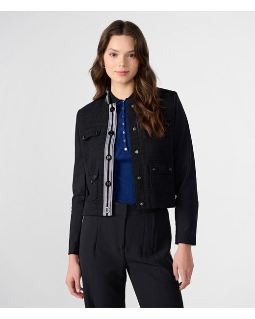 Karl Lagerfeld Blue | Women's Nylon Compression Tweed Jacket | Black | Size Large