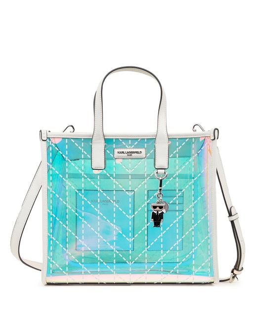 Karl Lagerfeld Blue | Women's Nouveau Iridescent Tote Bag | Clear/white