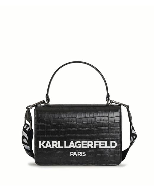 Karl Lagerfeld | Women's Simone Crossbody Bag With Handle | Black Logo ...