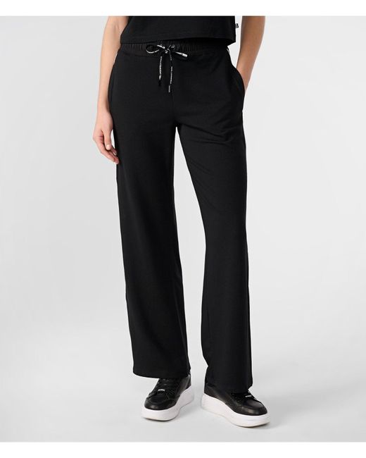 Karl Lagerfeld | Women's Double L Logo Tape Track Pants | Black | Cottton/modal/spandex | Size Xs