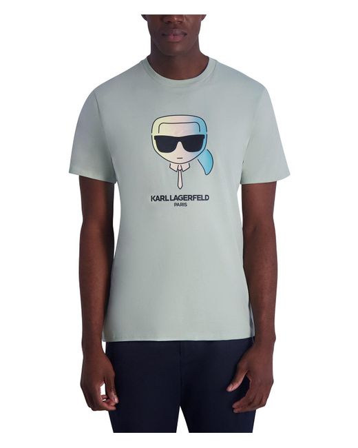 Karl Lagerfeld Gray | Men's Ombre Karl Character T-shirt | Mint Green | Size Xs for men