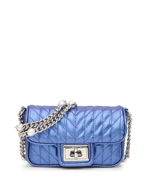Karl Lagerfeld Women's Agyness Mini Crossbody Bag Metallic Blue