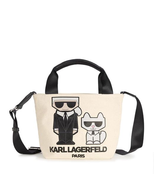 Karl Lagerfeld Metallic | Women's Kristen Canvas Crossbody Bag | Beige/black